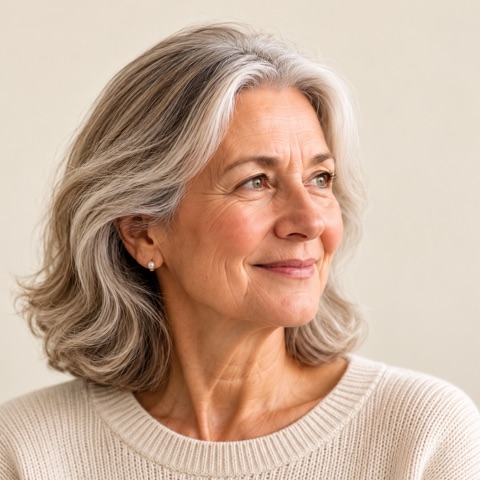 Portrait of an older woman looking into the distance